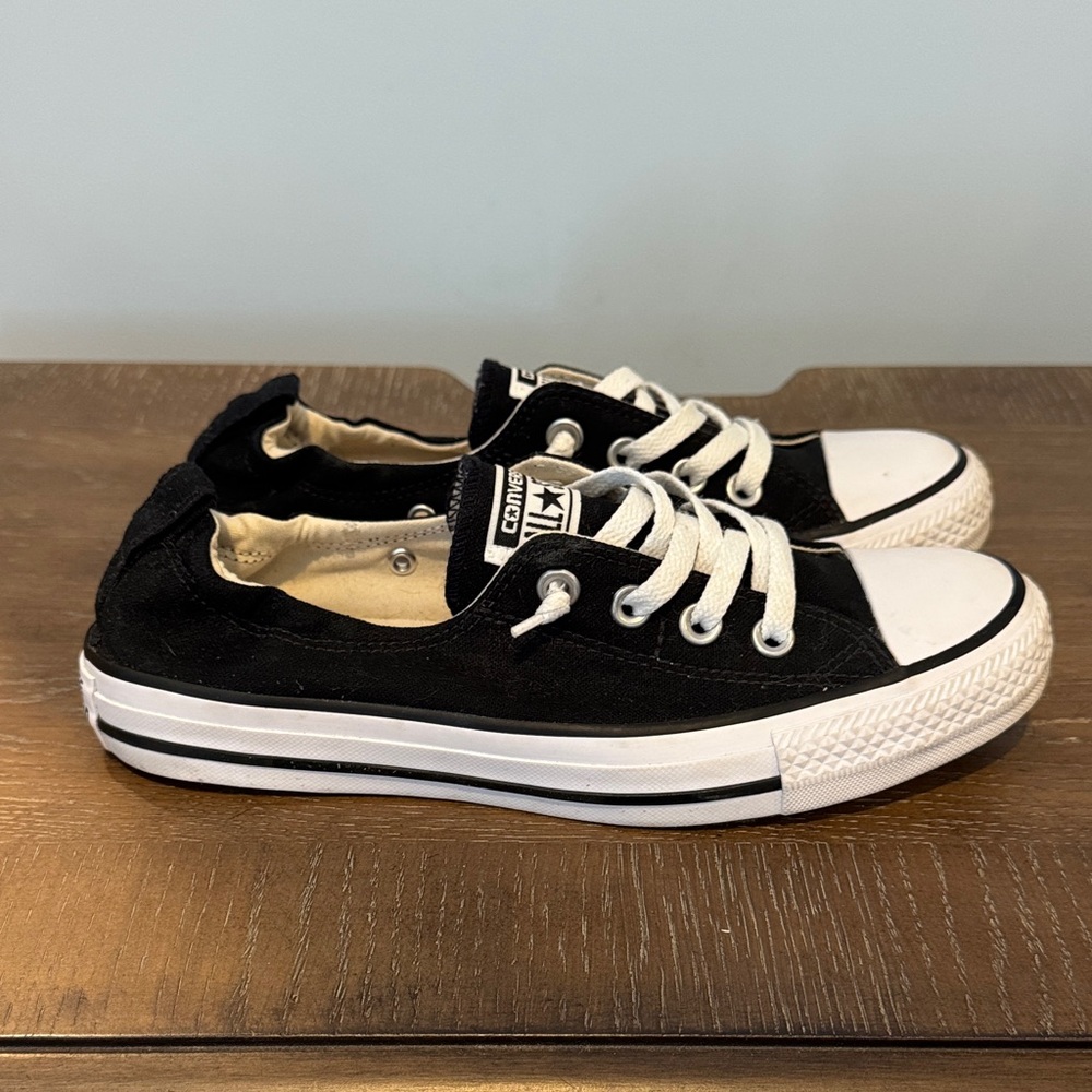 Converse Slip On  Sneakers - Black & White Sz 8 - Picture 2 of 5
